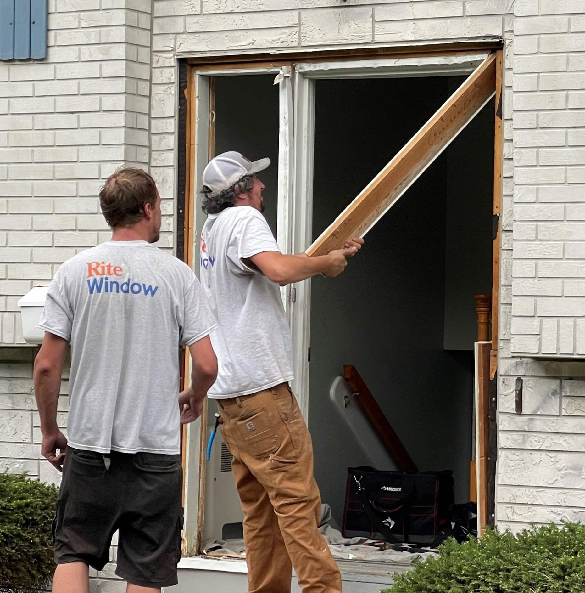 entry door replacement progress photo