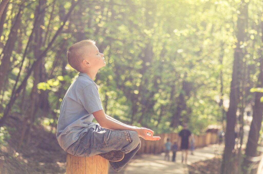 boy basking in the sunlight